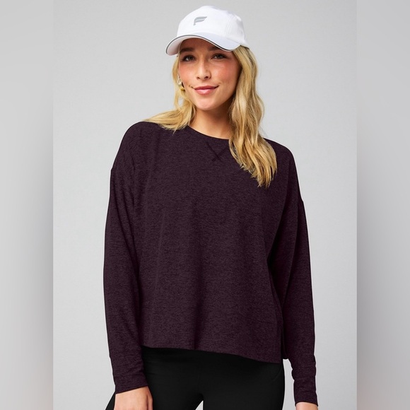 Fabletics Tops - Fabletics Cloud Jersey Boxy Top | Large | NWT | Deep Plum Heather